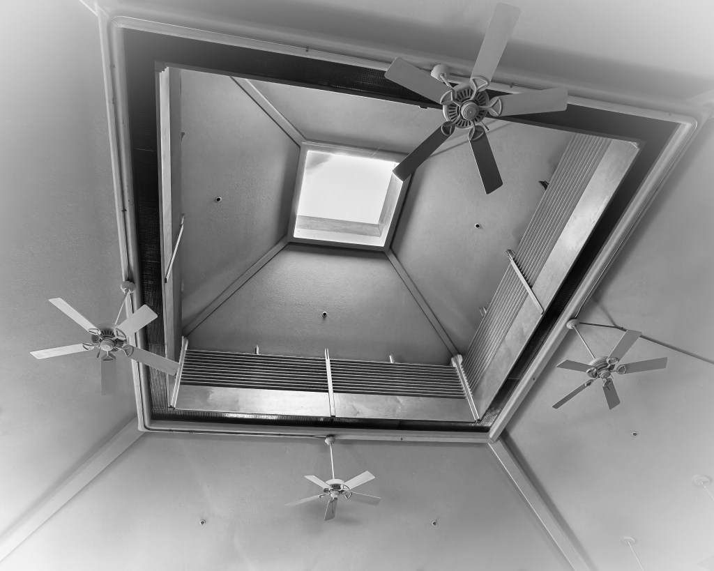 Monochrome Mondays: Ceiling fans and a&nbsp;skylight