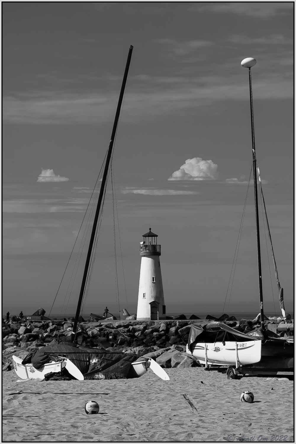 Monochrome Mondays: A lighthouse, sailboats and beach&nbsp;volleyball
