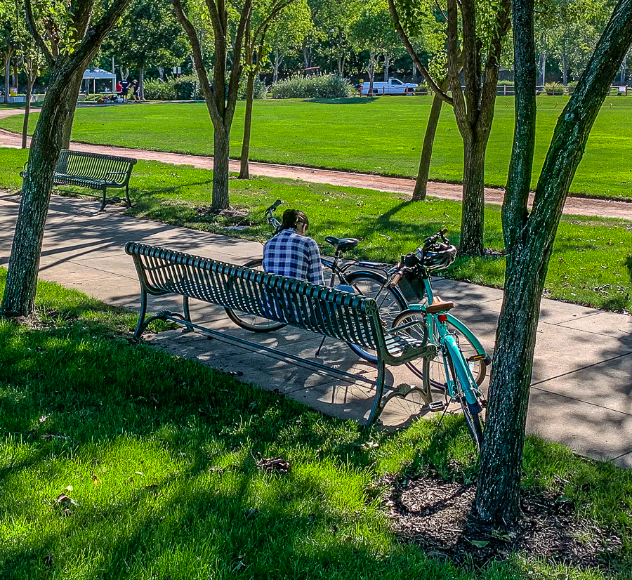 WW-Woman on park bench w bikes-9411-4