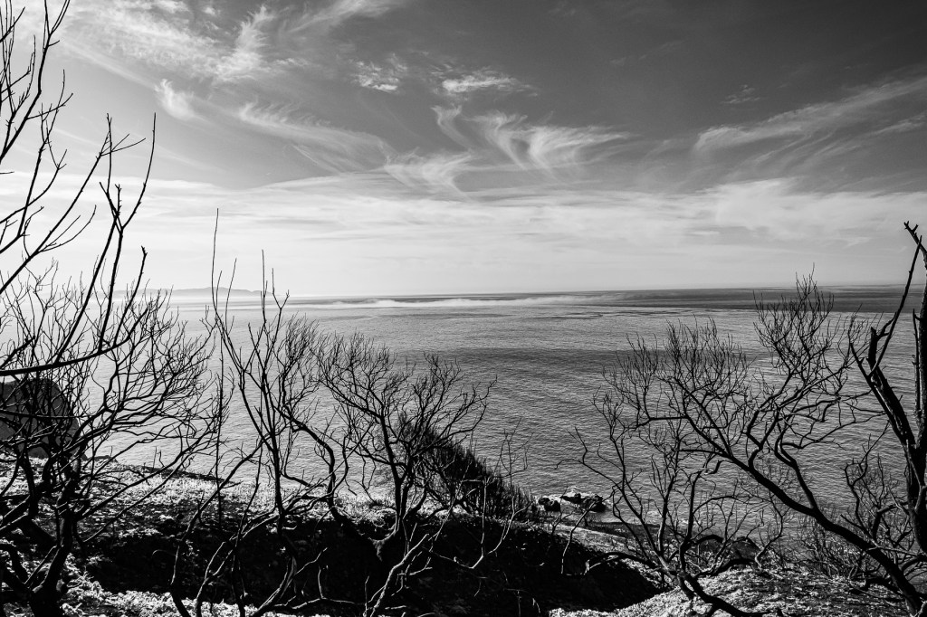 Monochrome Mondays: Burnt hillside overlooking the&nbsp;Pacific