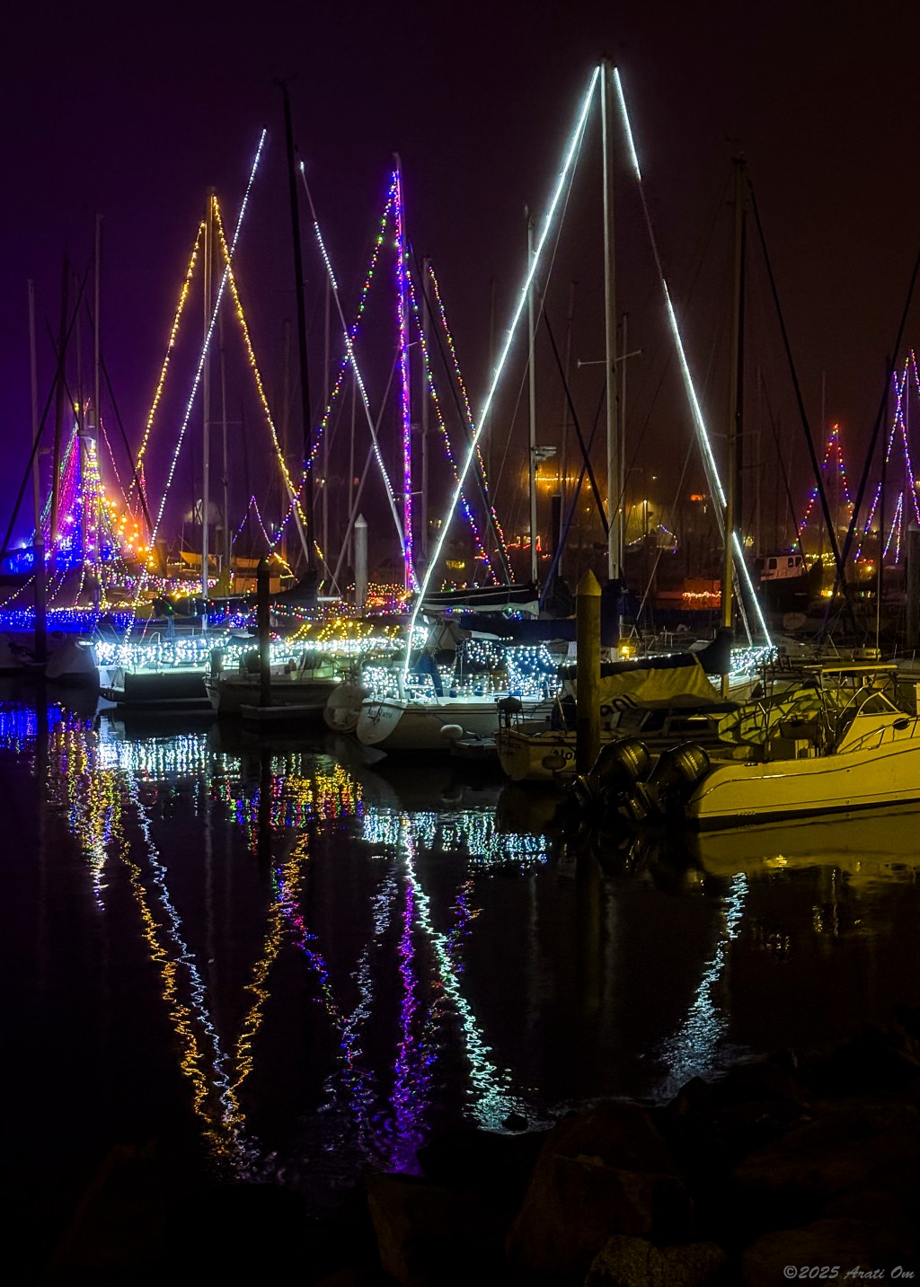 Winter nights, comforting light -Santa Cruz&nbsp;harbor